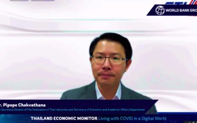 ส.อ.ท. บรรยายพิเศษหัวข้อ “การฟื้นฟูเศรษฐกิจตามแนวทาง Digital และ BCG ในงานเผยแพร่รายงาน Thailand Economic Monitor: Living with COVID; Building Back Better โดย World bank”